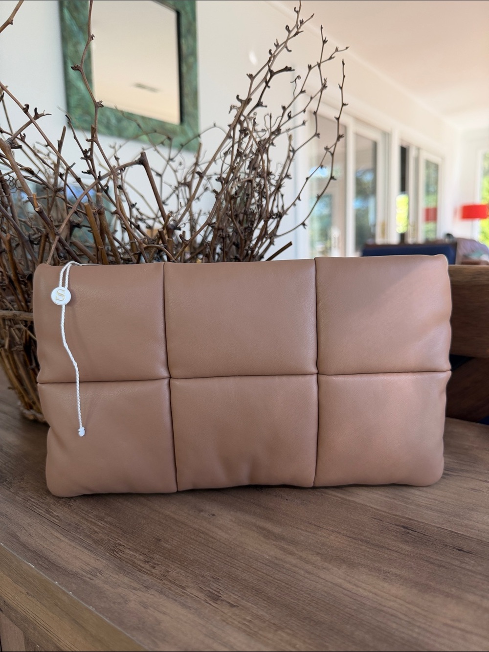 Shiraleah Quilted Padded Clutch in Light Brown